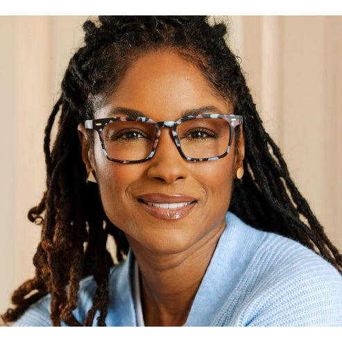 Jude eyeglasses with blue light focus lenses in a sleek frame.