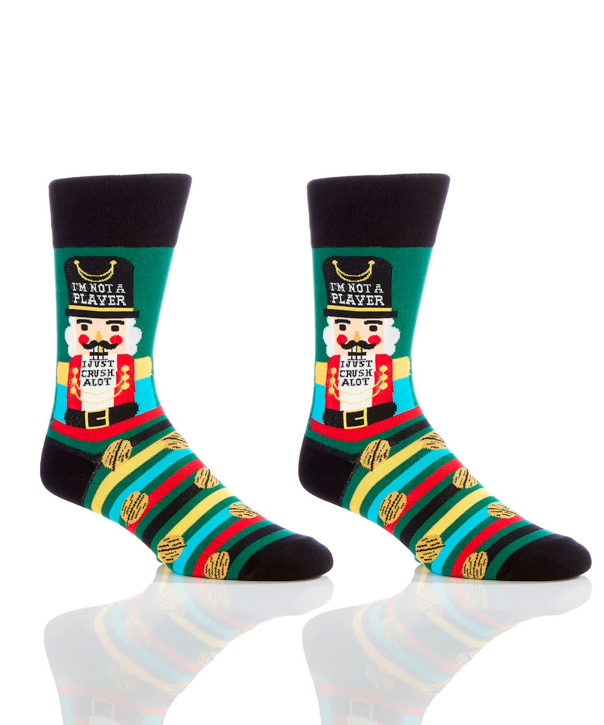 Men's crew sock in white cotton with a subtle geometric print on the cuff.