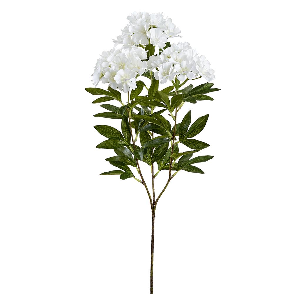 Artificial rose myrtle spray in white with a natural branch-like silhouette.