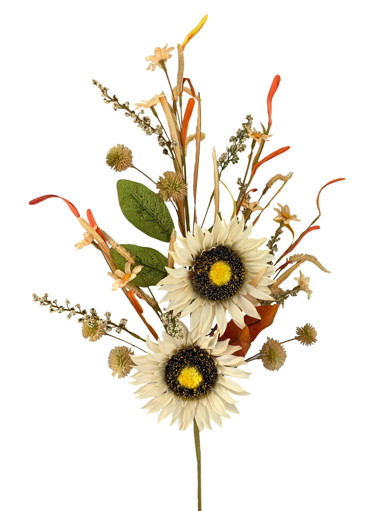 Sunflower Pom Pom Spray measuring 28 inches tall with a natural dried flower arrangement.