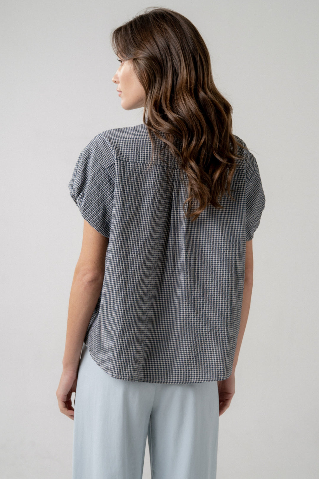 Hazel Puff Sleeve Button-down Blouse