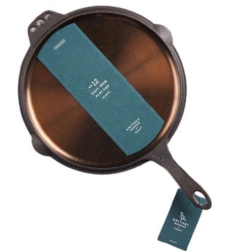 No. 12 Flat Top Griddle with a polished copper-colored surface and dark cast iron handle.