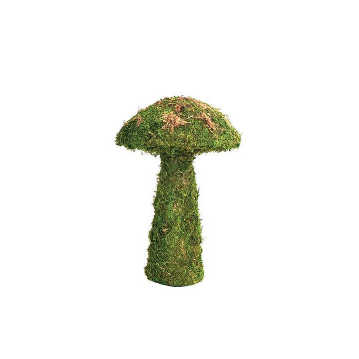Green moss mushroom planter with a natural organic shape.