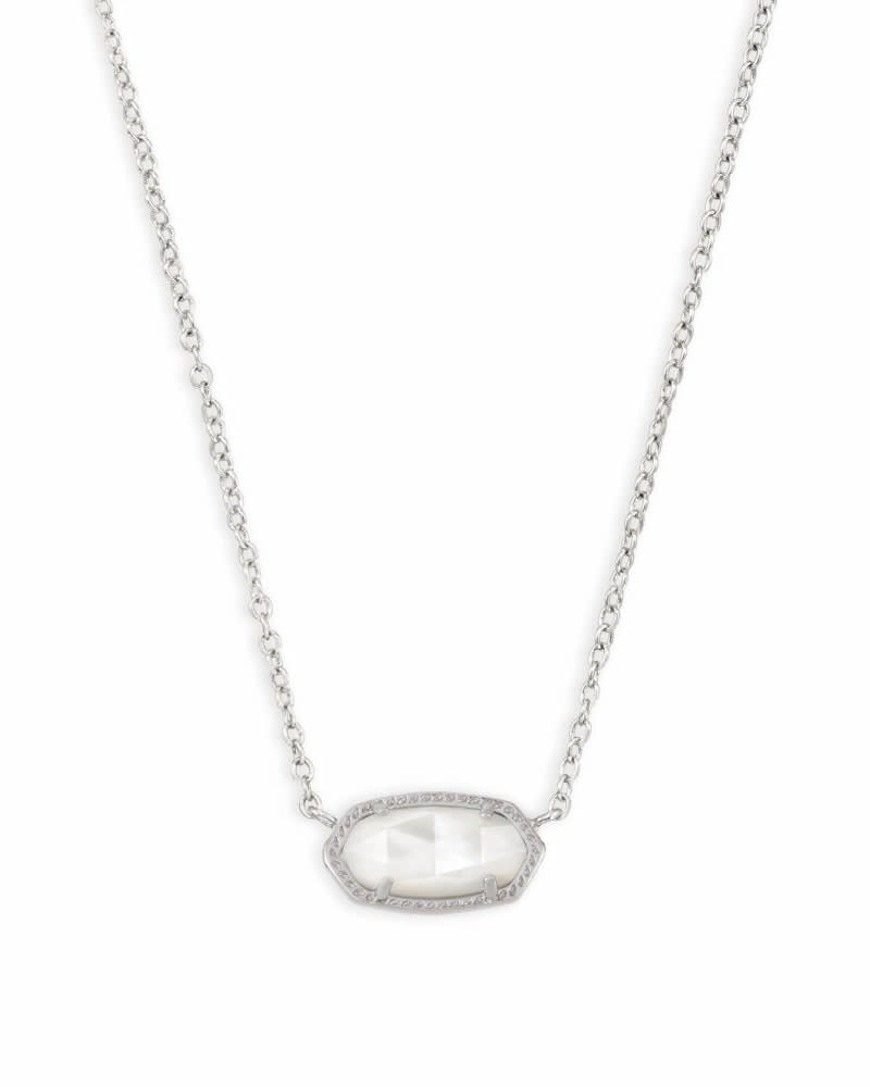 Elisa Short Pendant Necklace in gold-toned metal with a small rectangular pendant on an adjustable chain.