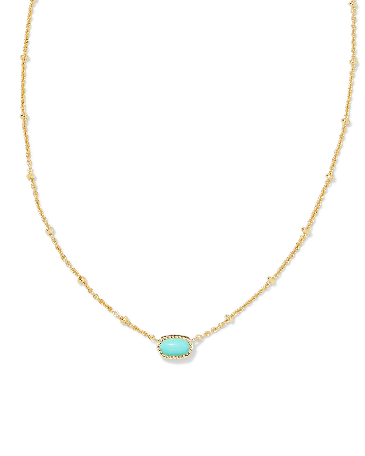 Mini Elisa Satellite short pendant in gold over brass on a 14-inch adjustable chain with lobster clasp.