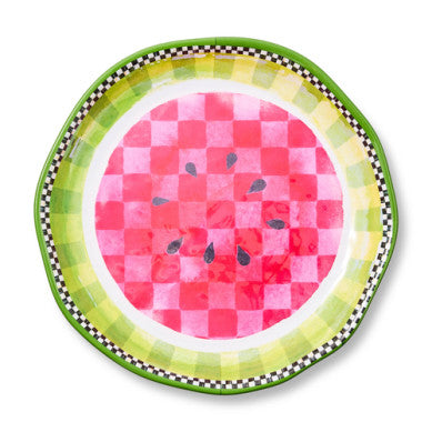 Large melamine platter with a watermelon slice graphic on white background