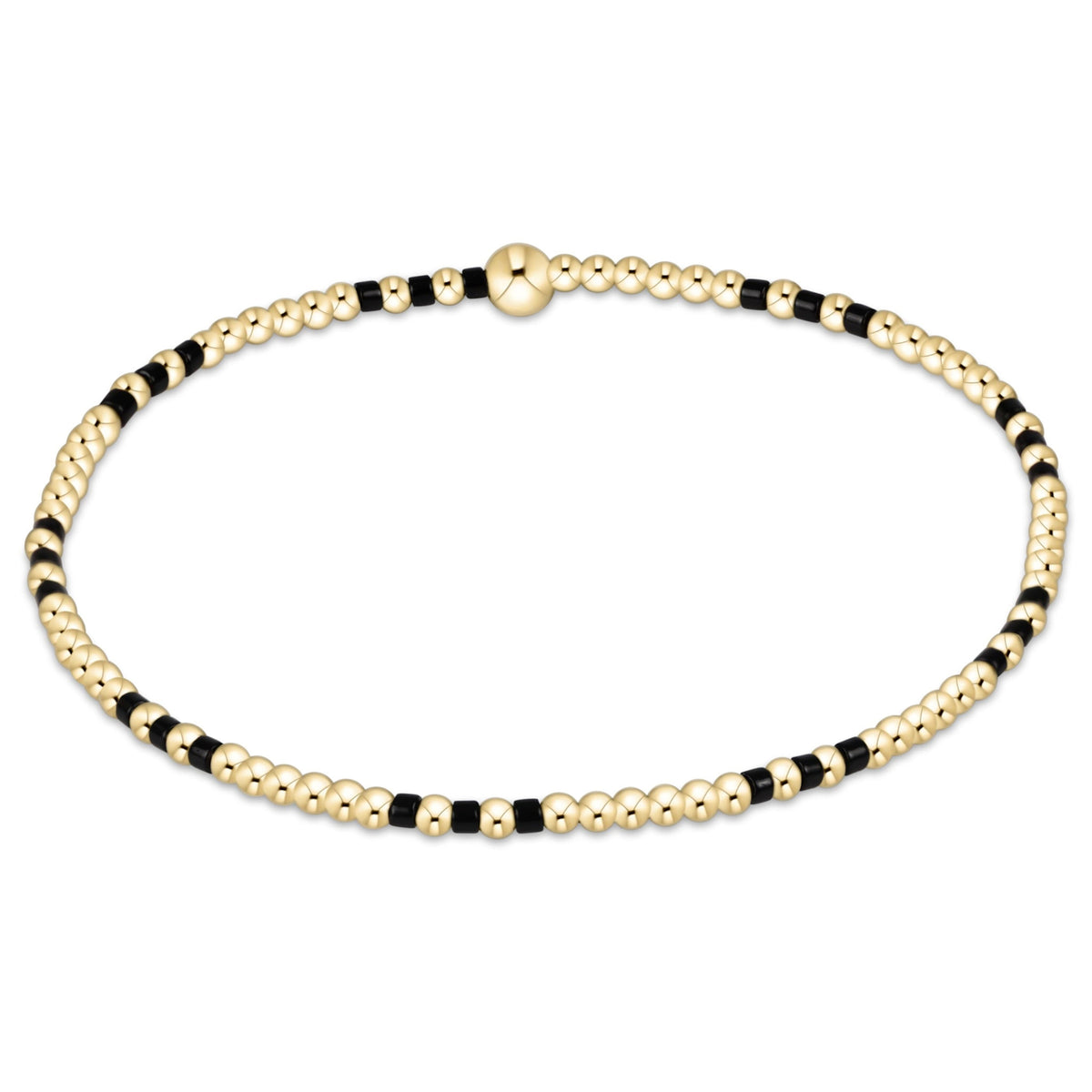 Gold-filled onyx seed bead bracelet with a geometric hope joy pattern
