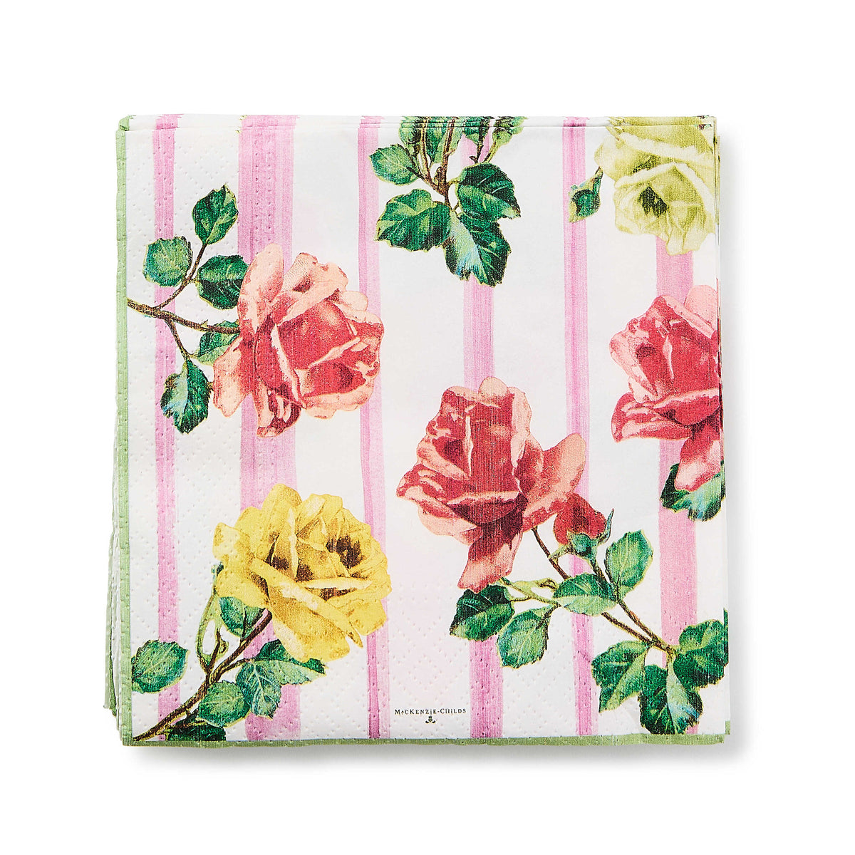 Packaged Garden Gala cocktail paper napkins in a floral garden pattern.