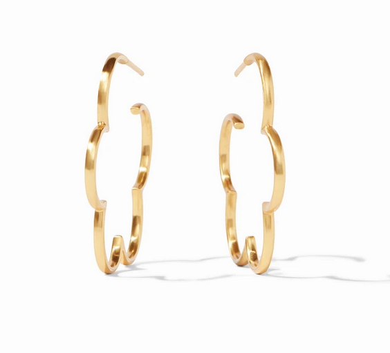 Gold-plated Gardenia hoop earring with a floral silhouette.