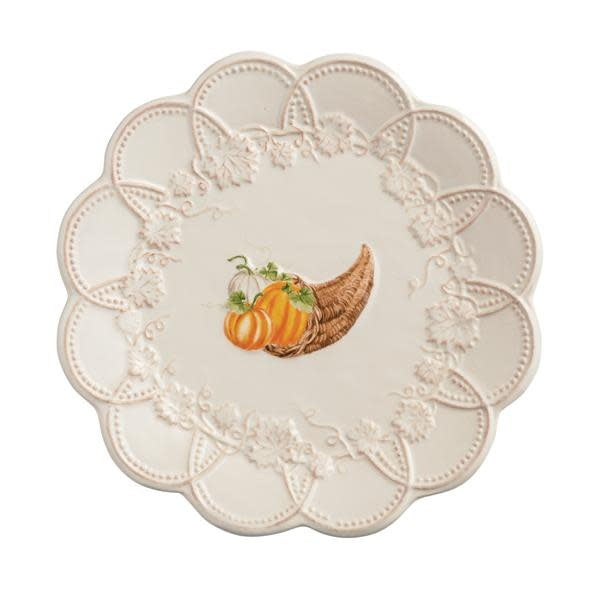 Gather stoneware salad plate with a scalloped edge in natural color.