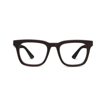 Cavern sunglasses with polycarbonate frame in blue light focus lenses featuring spring hinges and aspheric acrylic material.