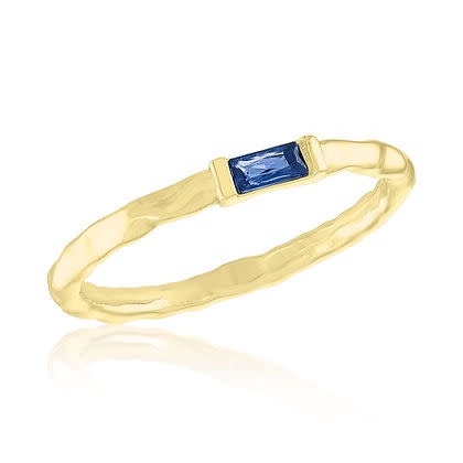 Mini Montana Blue baguette gold layered ring with blue gemstones