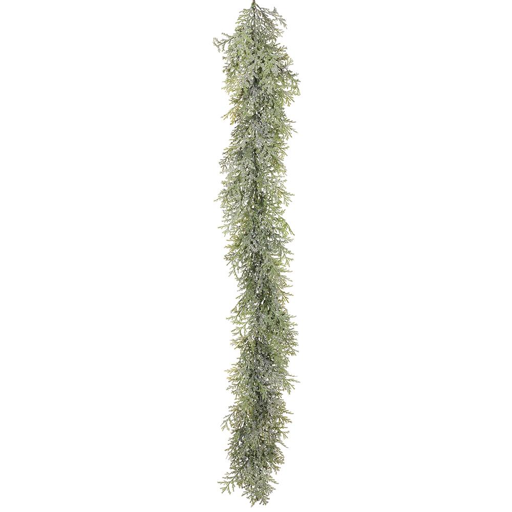 6' Iced Cedar Garland Green Clear