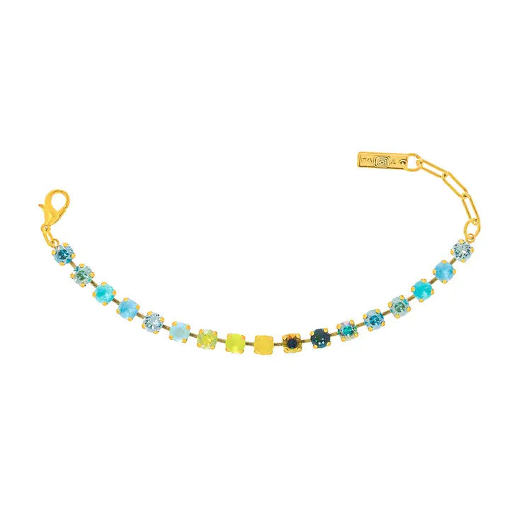 Antique gold plated brass bracelet with sparkling crystals