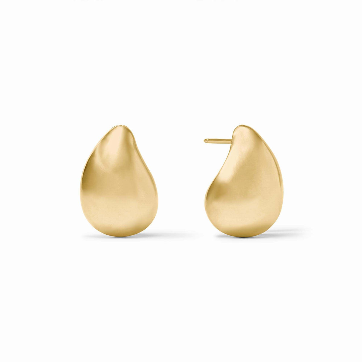 A pair of 24K gold-plated Wave Earrings with a smooth, organic teardrop shape and post backs.