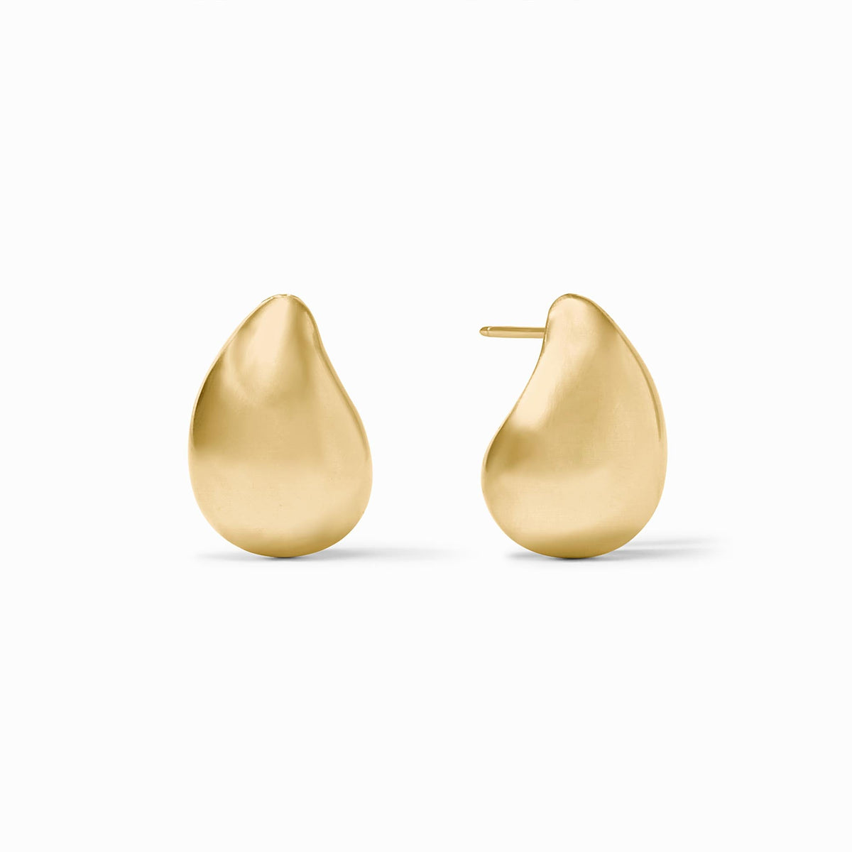 Three undulating Wave earrings in liquid gold with varying curvaceous sizes from small to large.