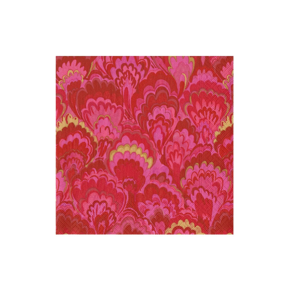Triple-ply cocktail napkins with printed water-soluble dyes in a square silhouette.