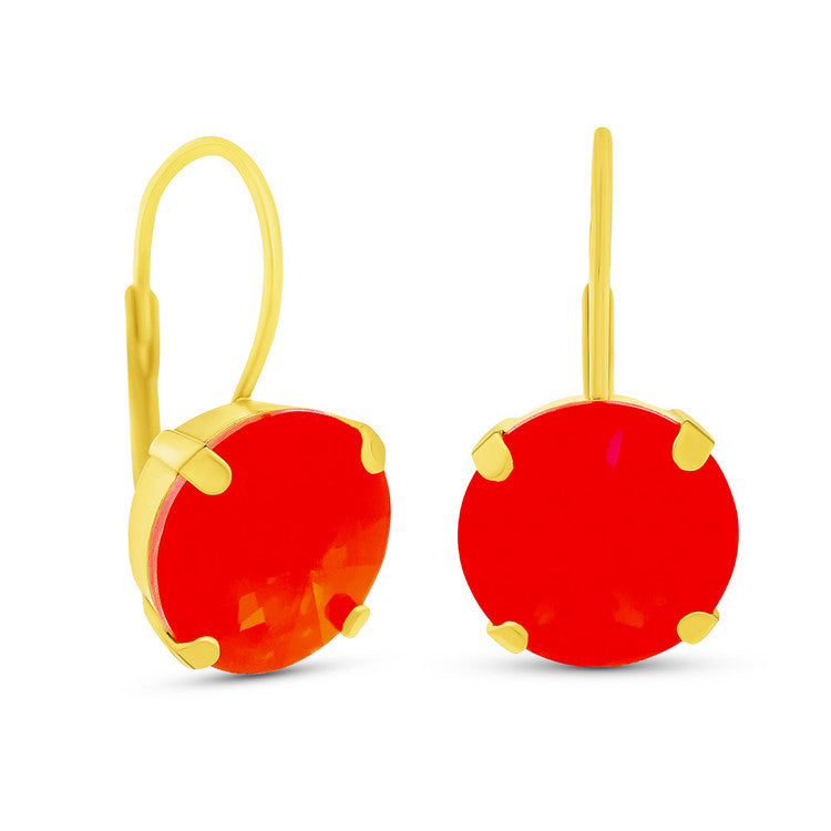 Antique gold round stud earrings with candy crush crystal accents
