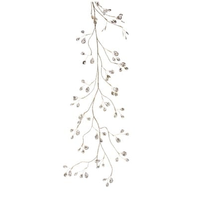 Five-foot acrylic gem garland with clear faceted gems on a wire frame.