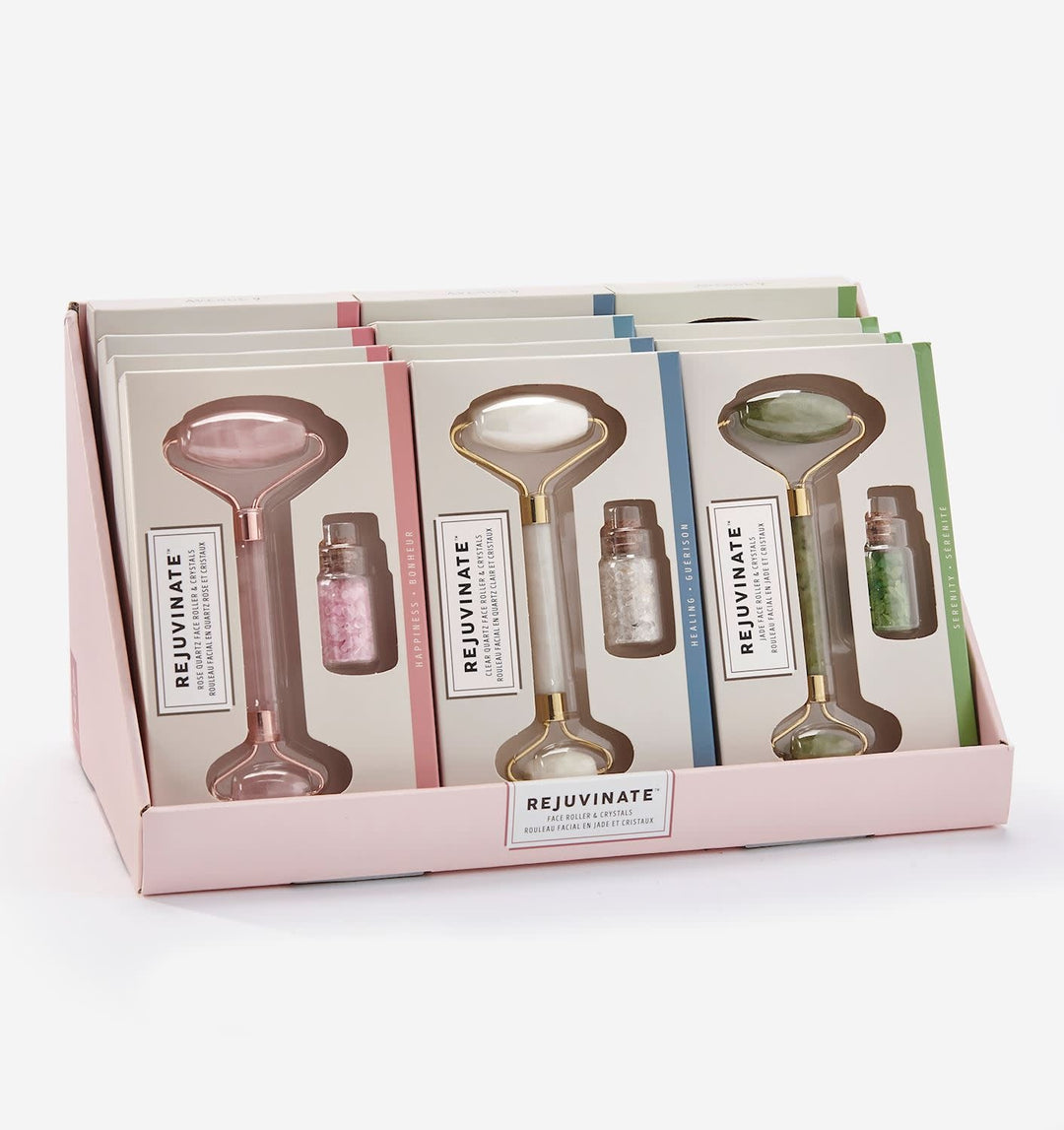 Gemstone Face Roller & Crystals Set