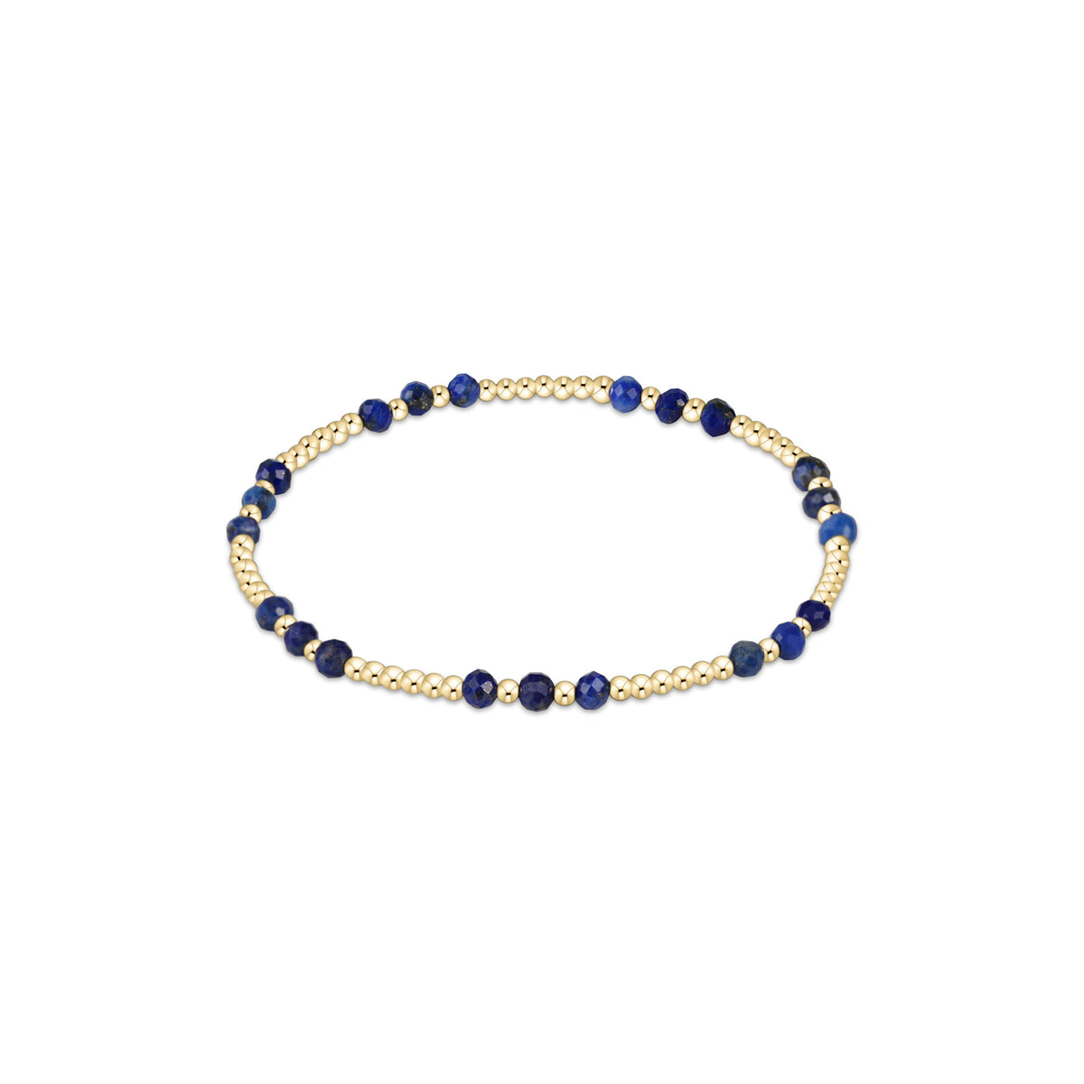 Gold-filled beaded bracelet with lapis lazuli gemstones in a joy pattern