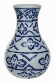 Hand-stamped stoneware vase with a geometric square silhouette in neutral earth tones.