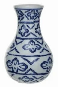 Hand-stamped stoneware vase with geometric patterns in neutral tones.