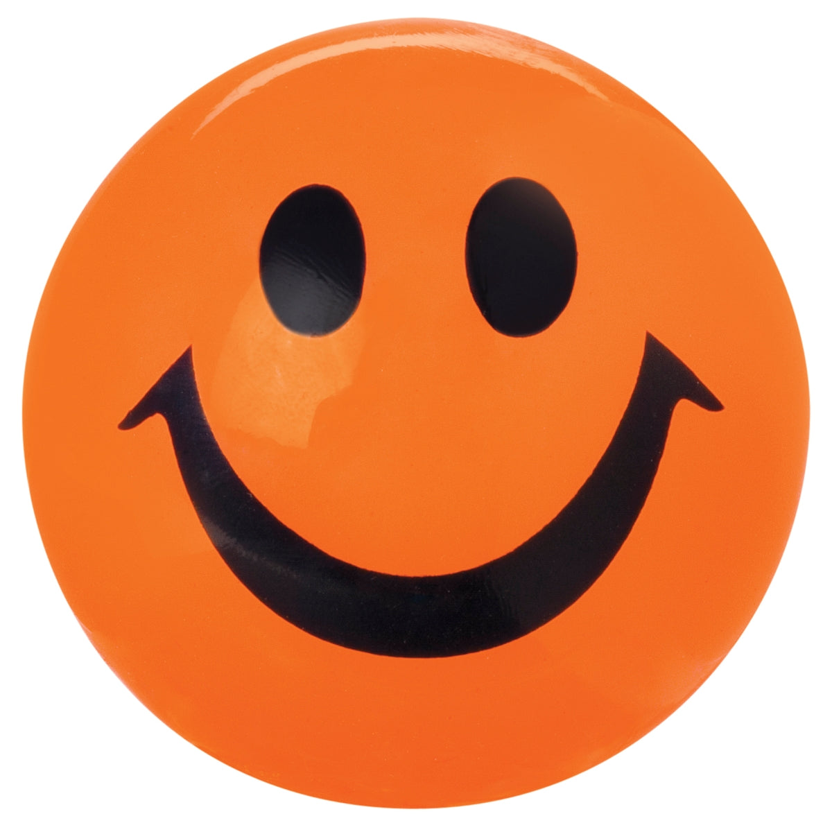 Orange Toysmith Light Up Happy Ball with a black smiley face design.