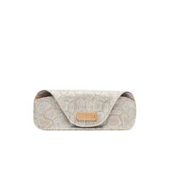 Structured neon pink star glitter sunglass case with magnetic closure, soft mesh lining, and natural leather logo patch.