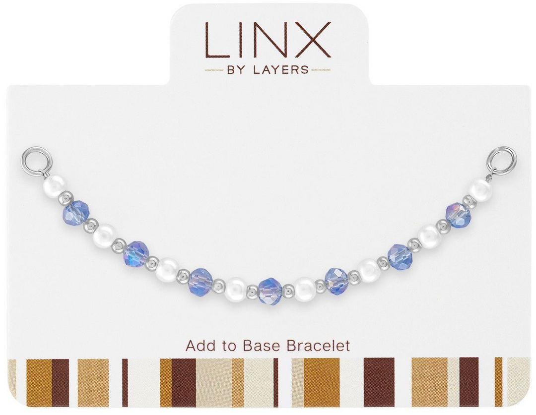 Silver LINX add-on bracelet strand with faceted blue sapphire beads and white pearls.