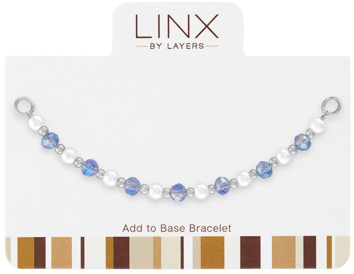 Silver LINX add-on bracelet strand with faceted blue sapphire beads and white pearls.