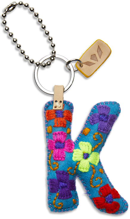 Felt letter charm in bright yellow with attached silver chain