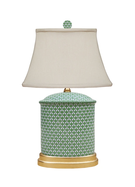 Oval flat porcelain lamp with greenfish scale texture in neutral tone