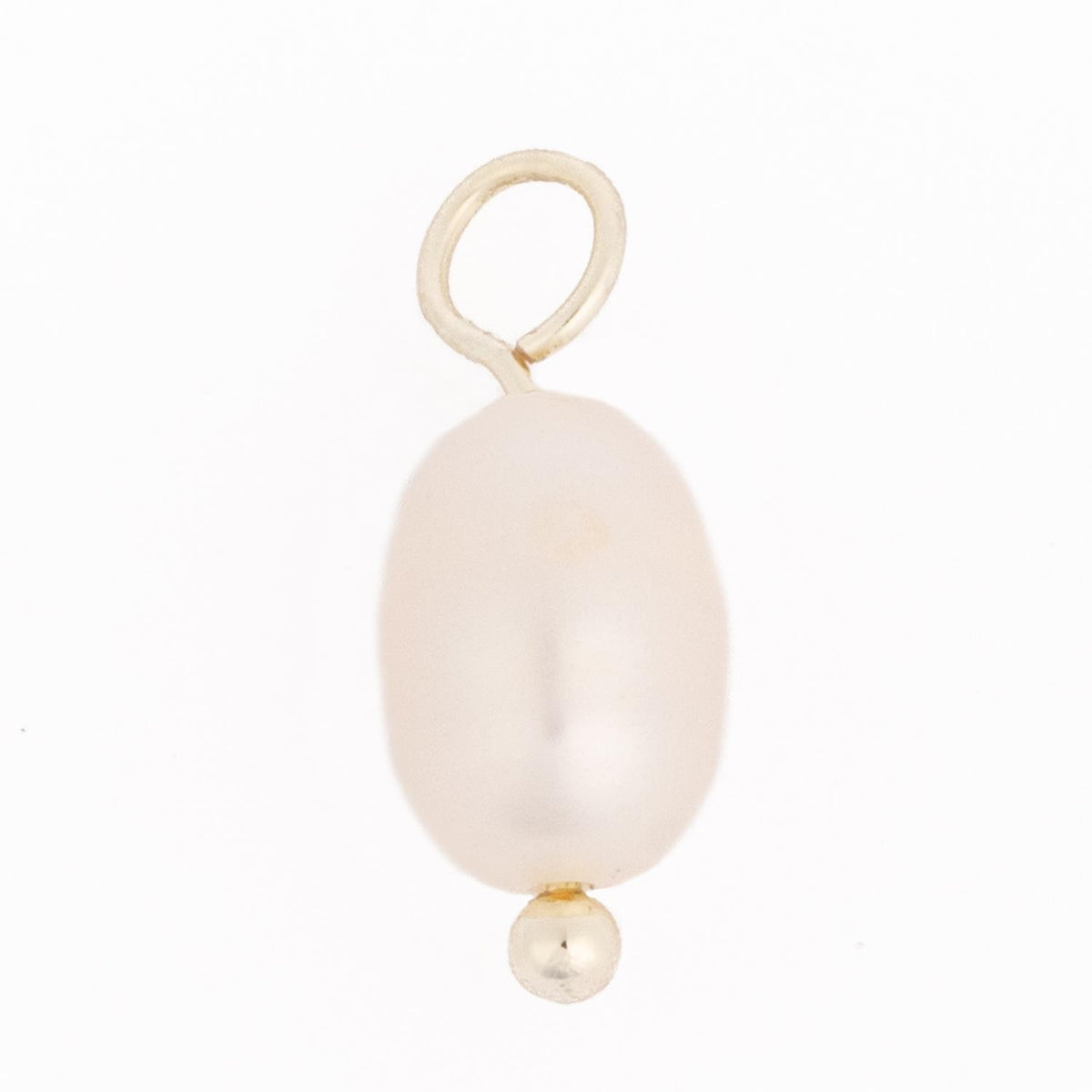 Thea Charm Birthstone featuring an oval white pearl with a gold-tone jump ring and base bead.