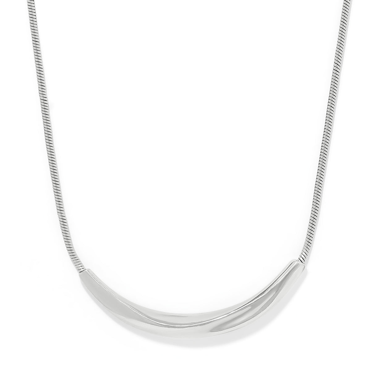 Silver plated adjustable necklace with a pendant drop featuring the Cascade Rio Crest design.