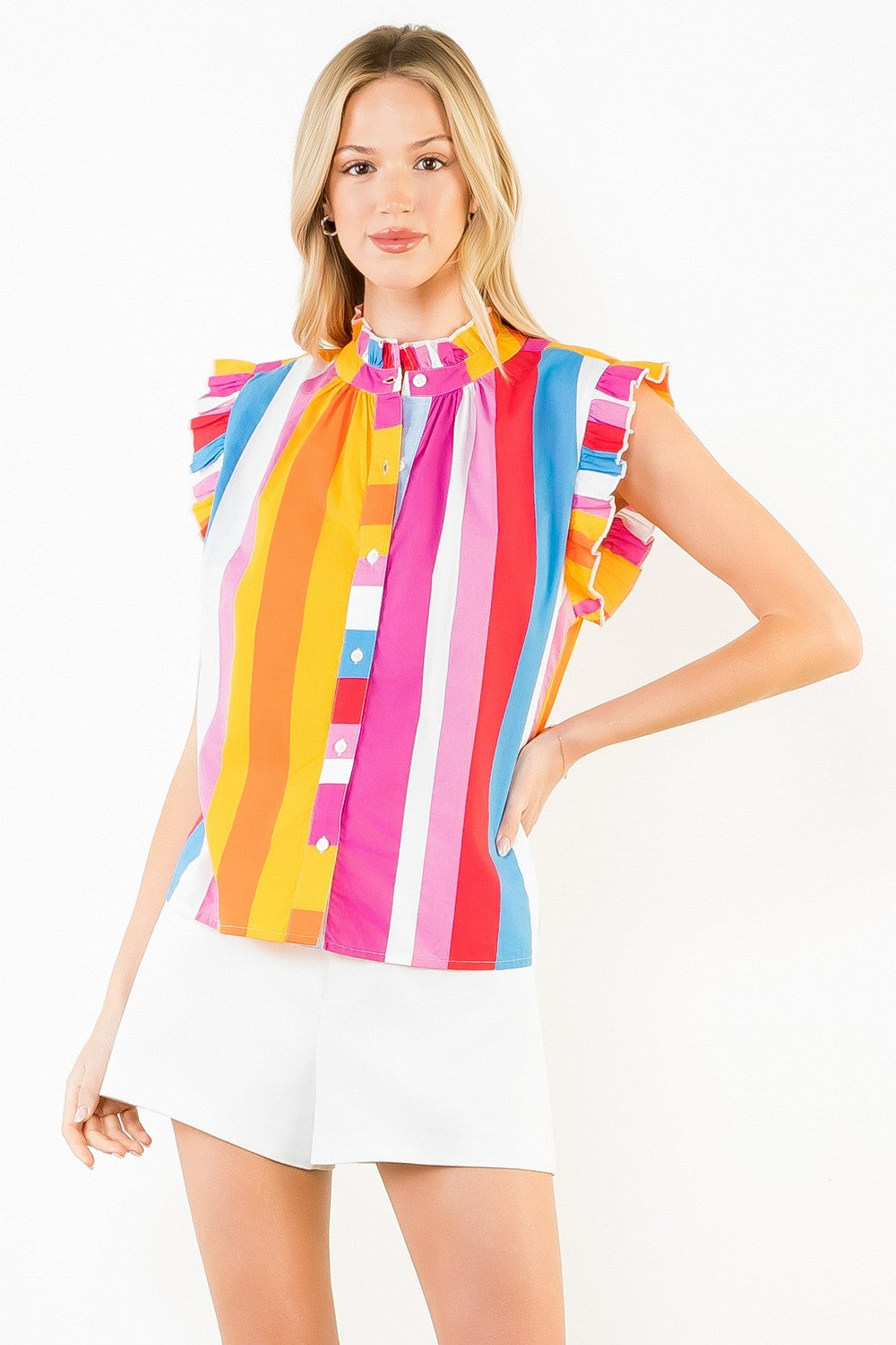 Kayla Short Sleeve Colorblocked Top