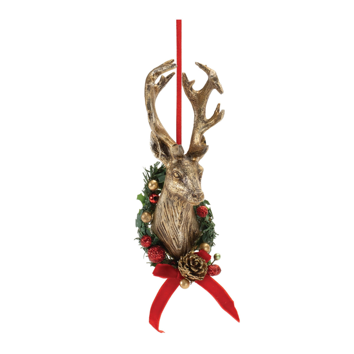 6-inch resin deer mount ornament with a natural brown finish.