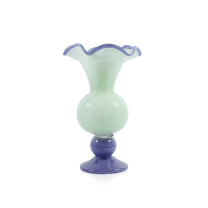 Ten-inch clear glass Easter vase with a cylindrical shape.