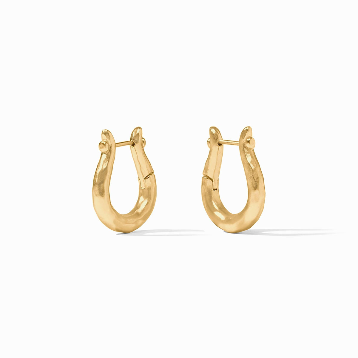 Saratoga Hoop: a gold-plated hinge ring earring with a smooth circular silhouette.