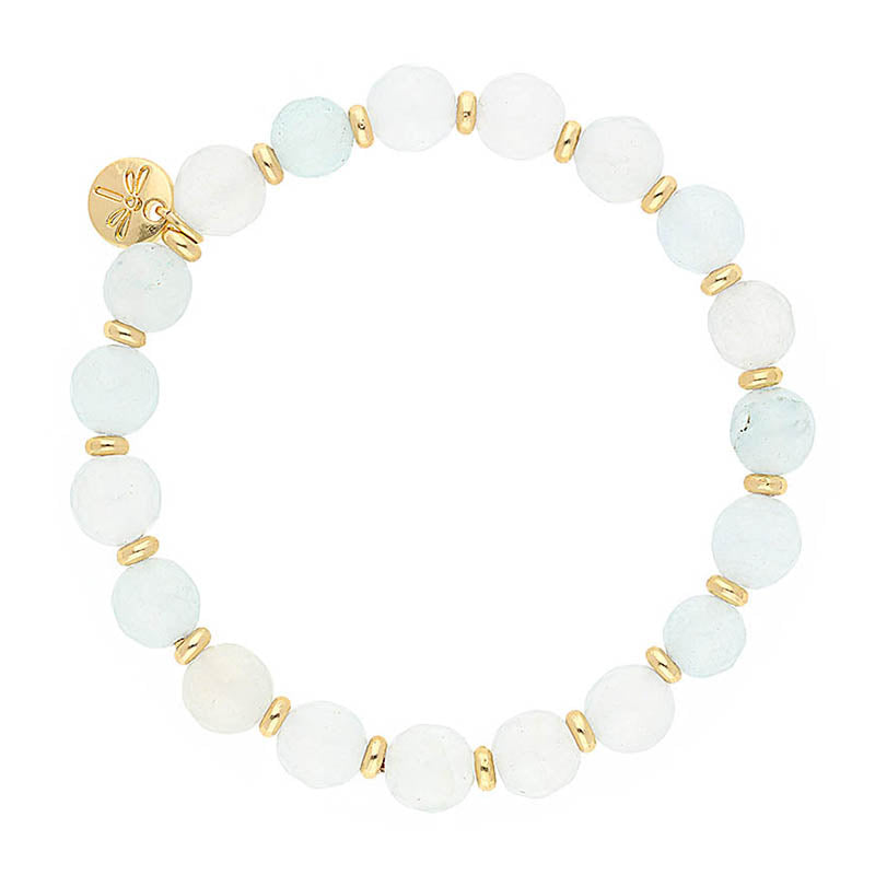 Lizas Beaumont Natural Bracelet featuring light blue and white stones with gold-tone spacers.
