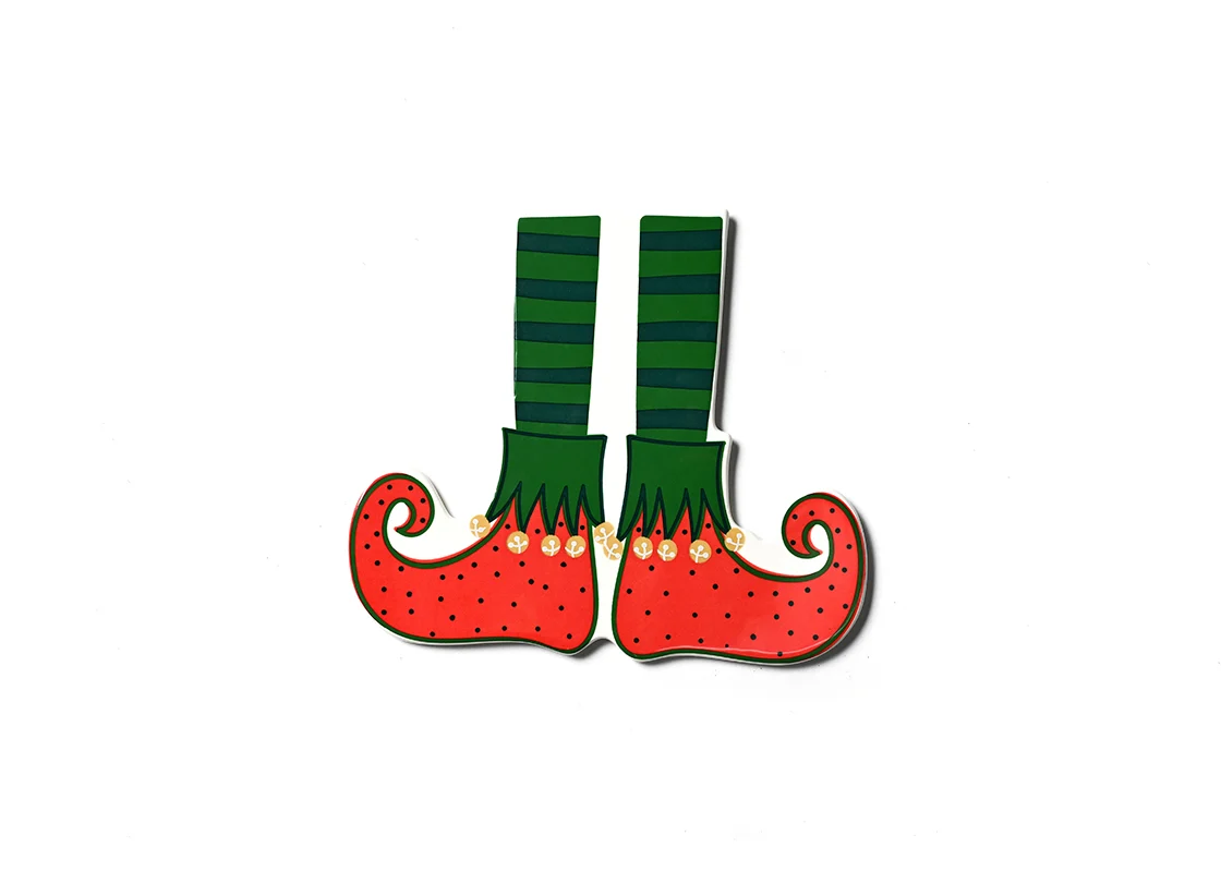 Jingle Elf Boots Big Attachment featuring green striped legs and red polka dot curled boots.
