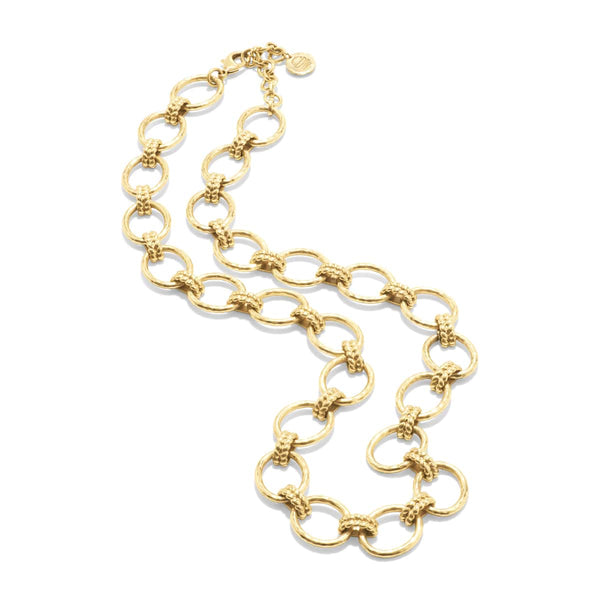 Gold-plated brass Cleopatra Grande link necklace with handcrafted chain detail.