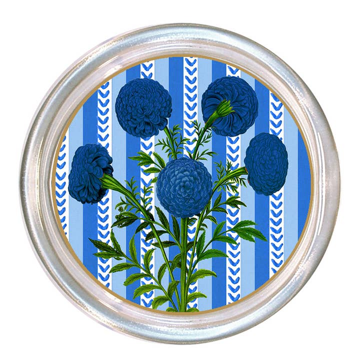 Five-inch glass coaster with high rim and black velvet back