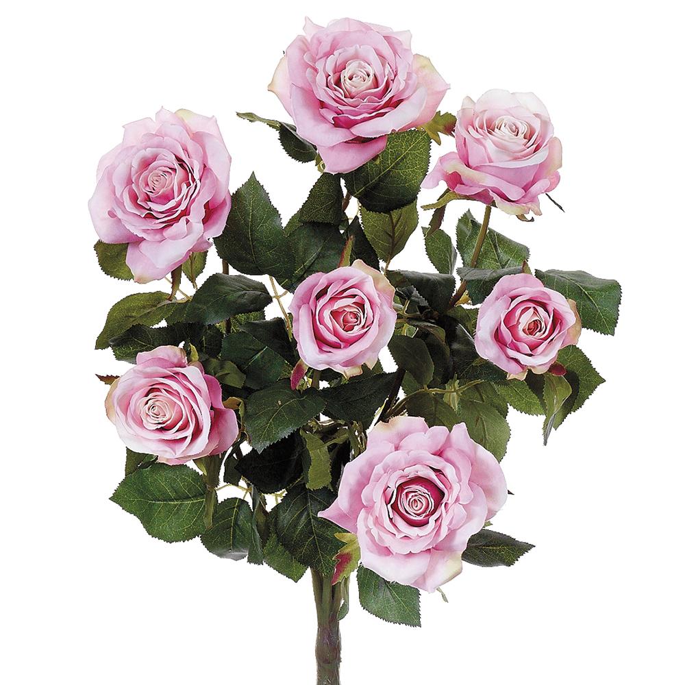 Artificial confetti rose bush with pink flowers in a green wire frame silhouette.