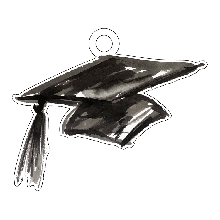 Acrylic graduation cap gift tag with tassel detail