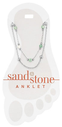 Silver Seaglass Duo Chain Sand & Stone Anklet