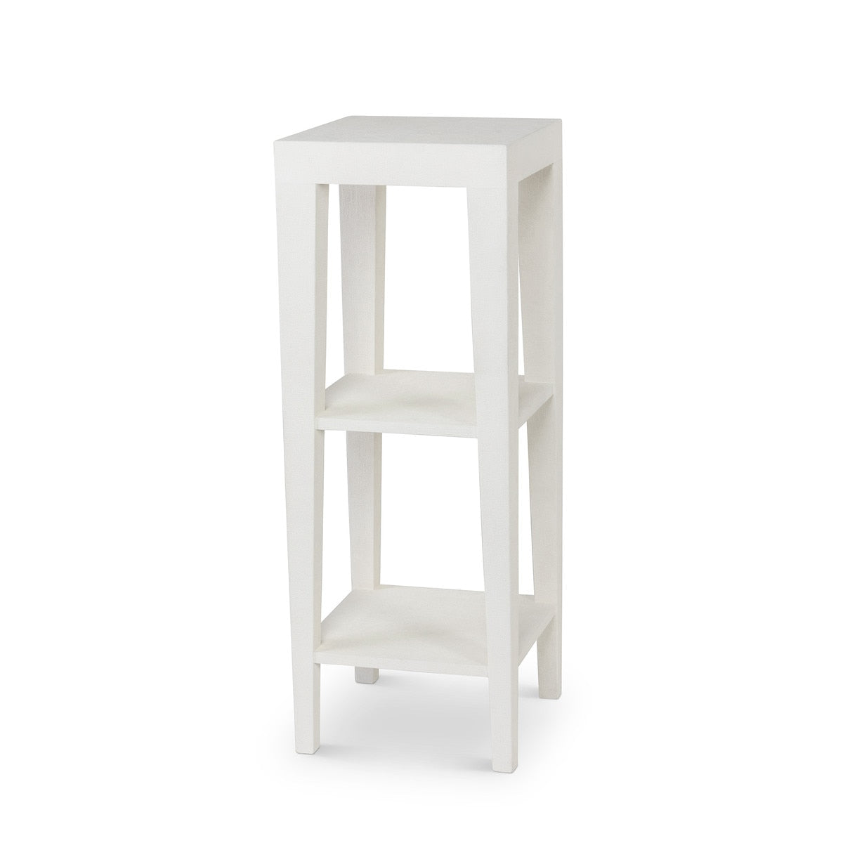 Giraffe leg pedestal table with silk linen top in natural tones