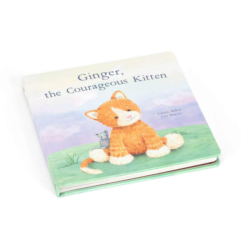 Paper board children's book titled Ginger the Courageous Kitten featuring a kitten illustration on cover