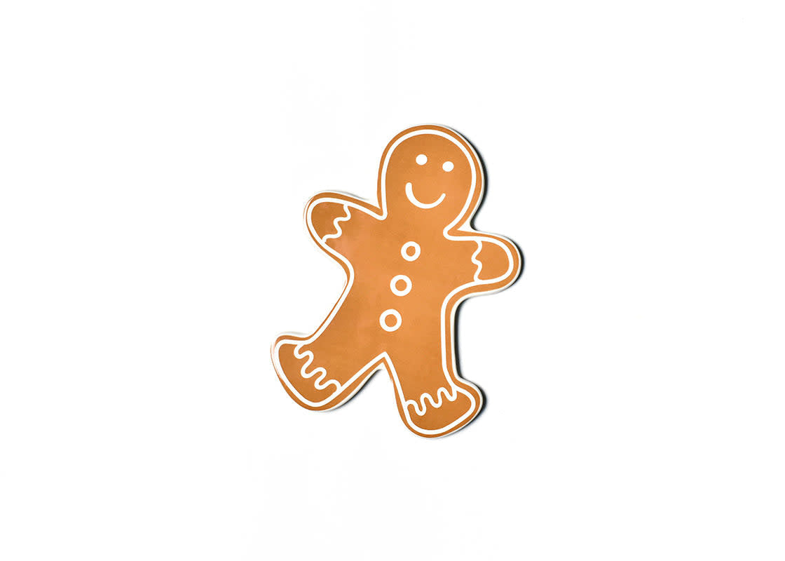 Ceramic gingerbread cookie attachment with white icing smile detail