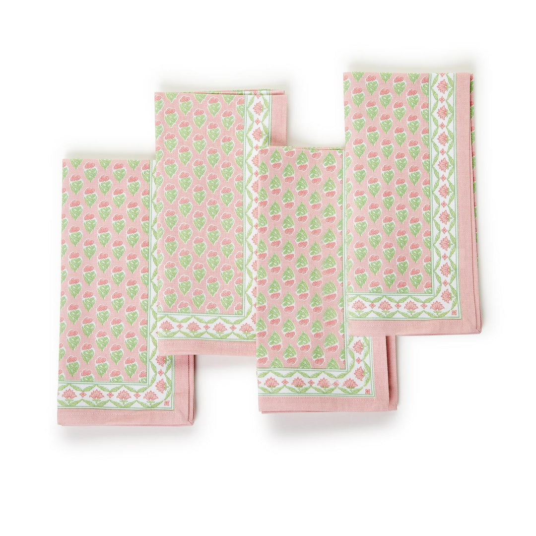 Floral Block Print Cloth Napkins - Sold as Set